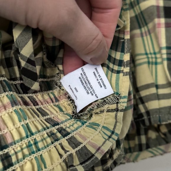 Derek Lam 10 Crosby Bella Crop Top Yellow Plaid Womens Size 6 - Picture 8 of 10